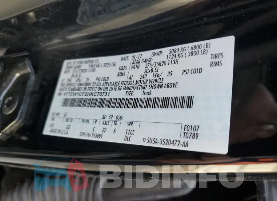 1FTEW1CF2HKC70731 Photo# 12