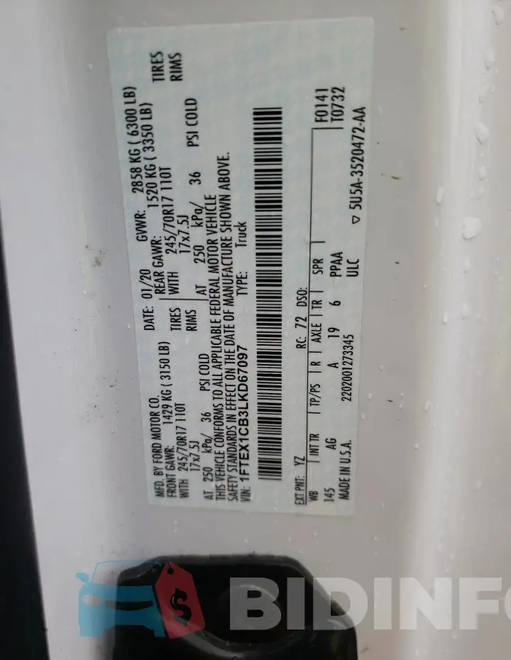 1FTEX1CB3LKD67097 Photo# 13