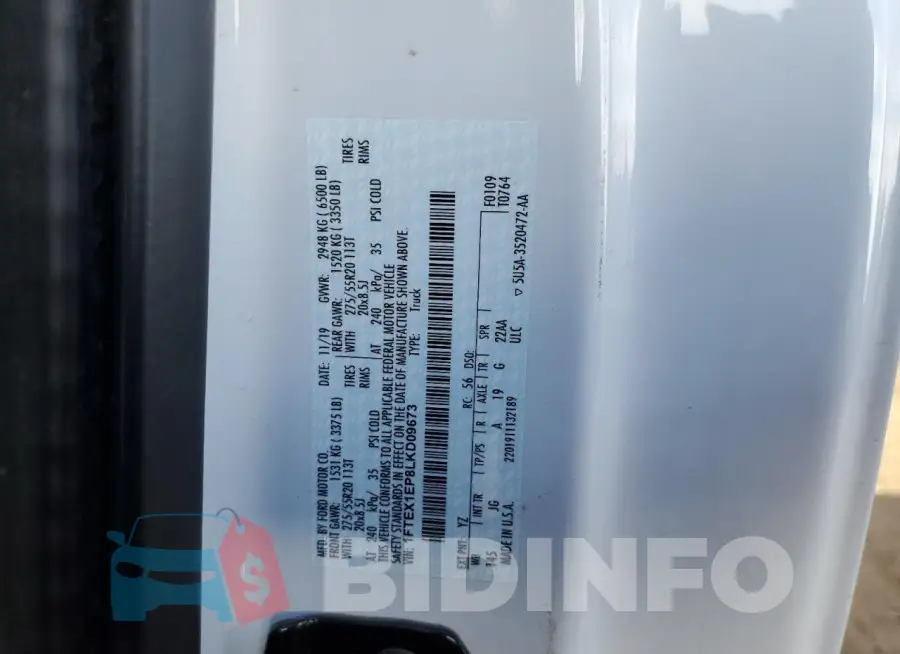 1FTEX1EP8LKD09673 Photo# 12