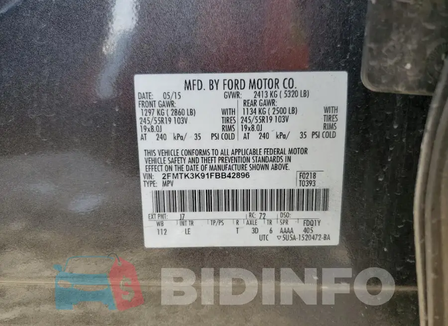2FMTK3K91FBB42896 Photo# 12