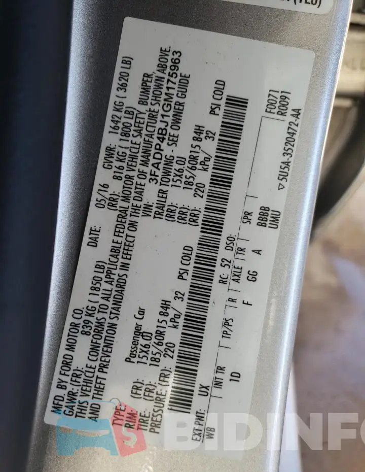 3FADP4BJ1GM175963 Photo# 12