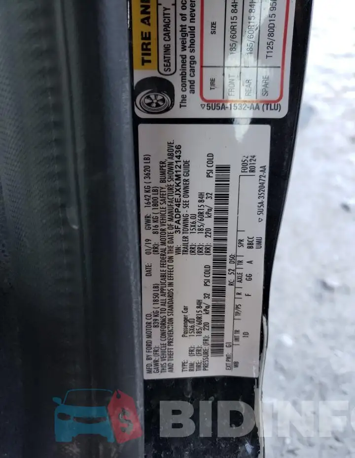 3FADP4EJXKM121436 Photo# 12