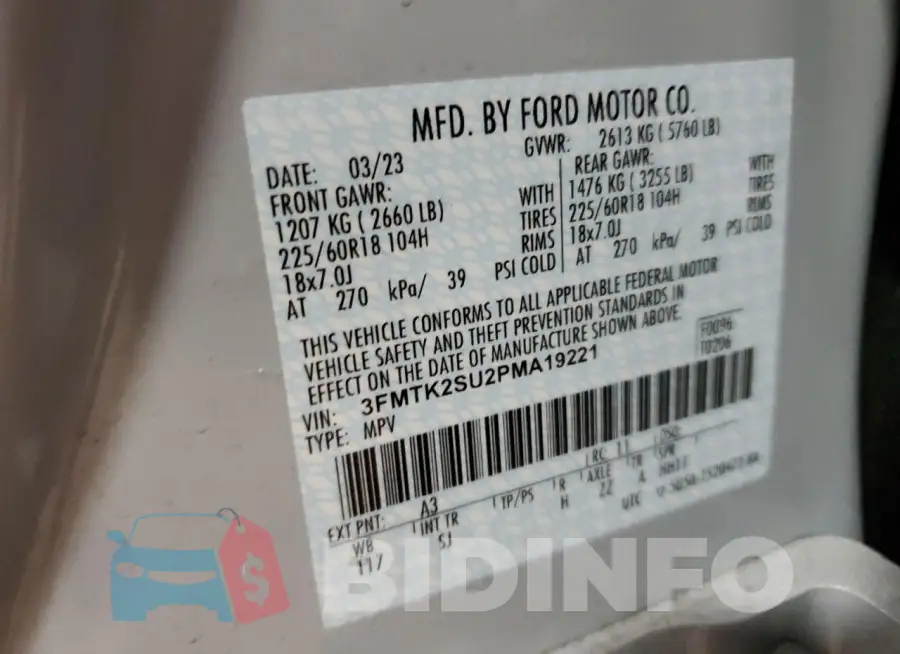 3FMTK2SU2PMA19221 Photo# 14