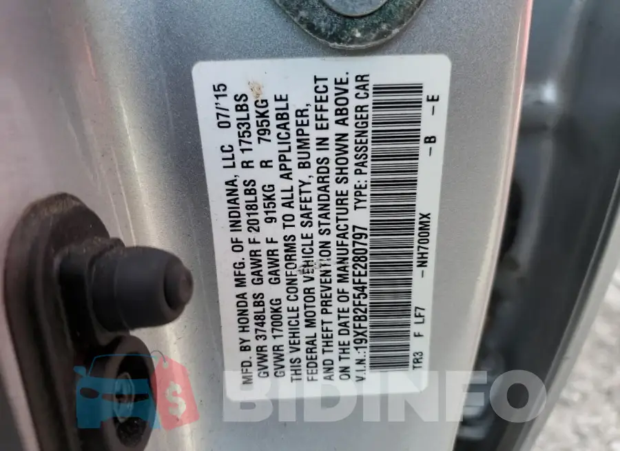 19XFB2F54FE280797 Photo# 12