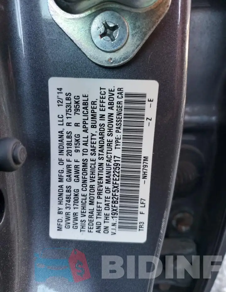 19XFB2F5XFE225917 Photo# 12