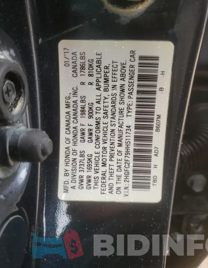 2HGFC2F79HH511734 Photo# 12