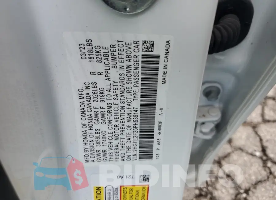 2HGFE2F26PH539147 Photo# 12