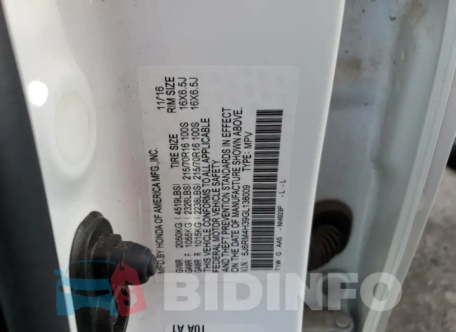 5J6RM4H39GL138009 Photo# 13