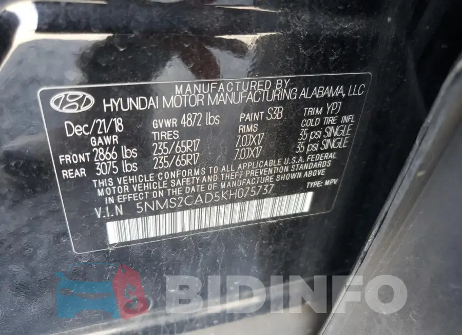 5NMS2CAD5KH075737 Photo# 12