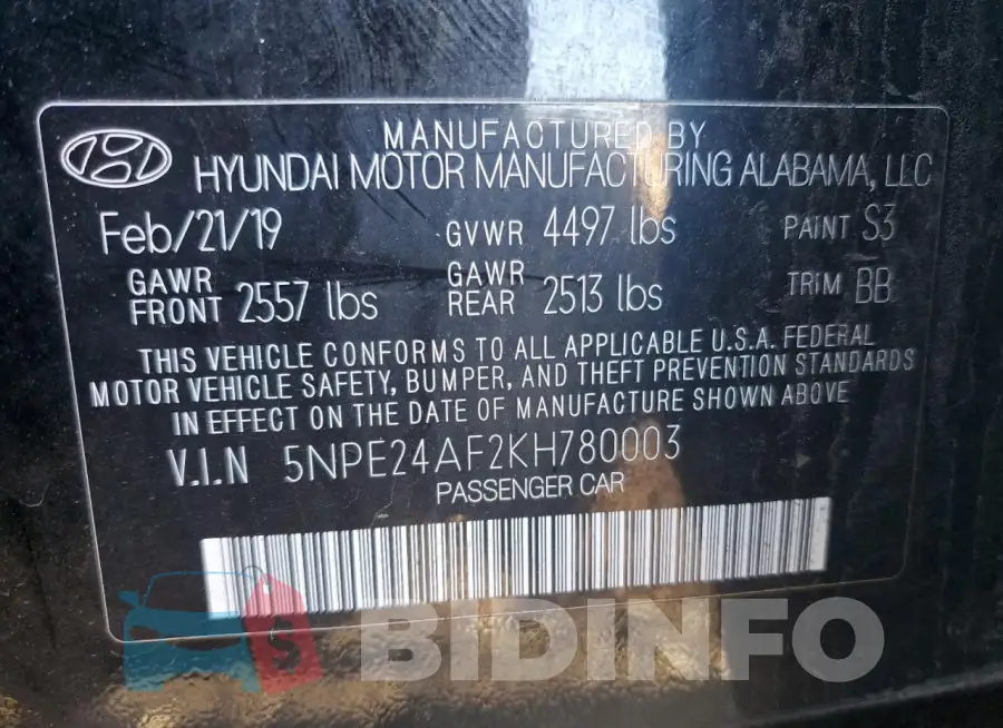 5NPE24AF2KH780003 Photo# 13