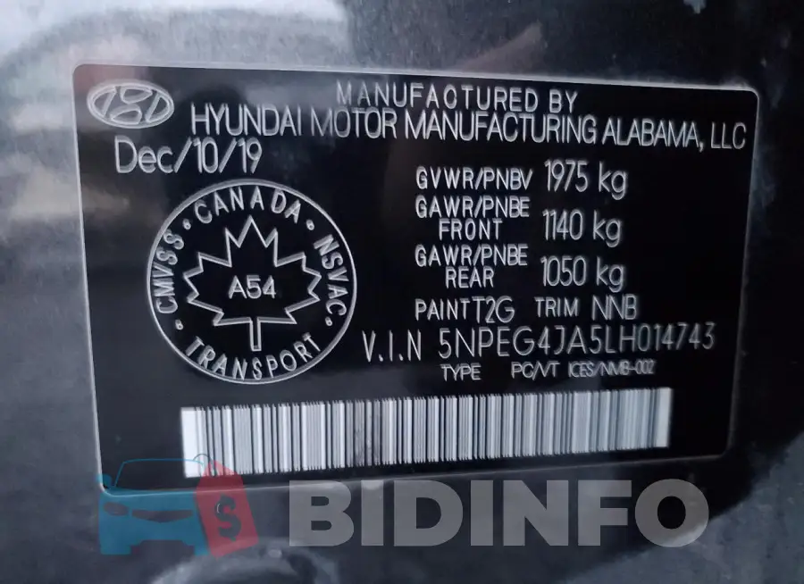 5NPEG4JA5LH014743 Photo# 13