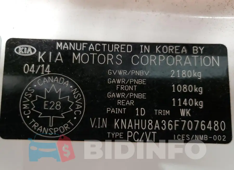 KNAHU8A36F7076480 Photo# 14