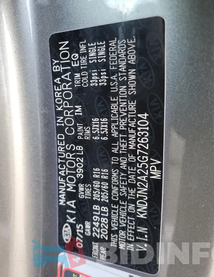 KNDJN2A25G7263104 Photo# 12