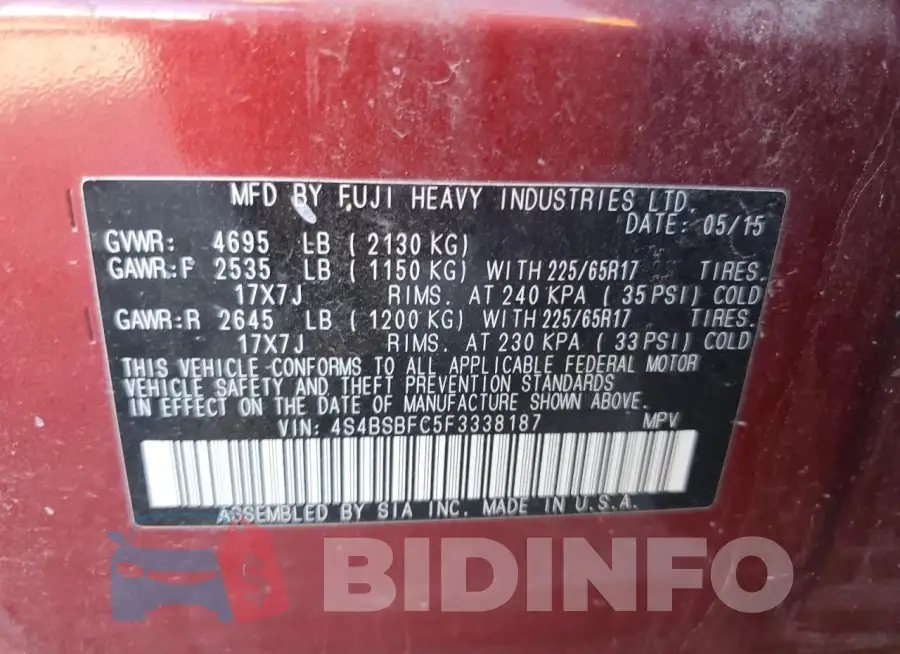 4S4BSBFC5F3338187 Photo# 13