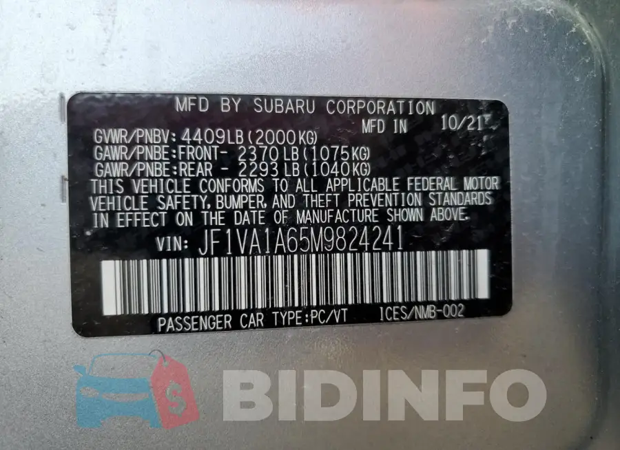 JF1VA1A65M9824241 Photo# 12