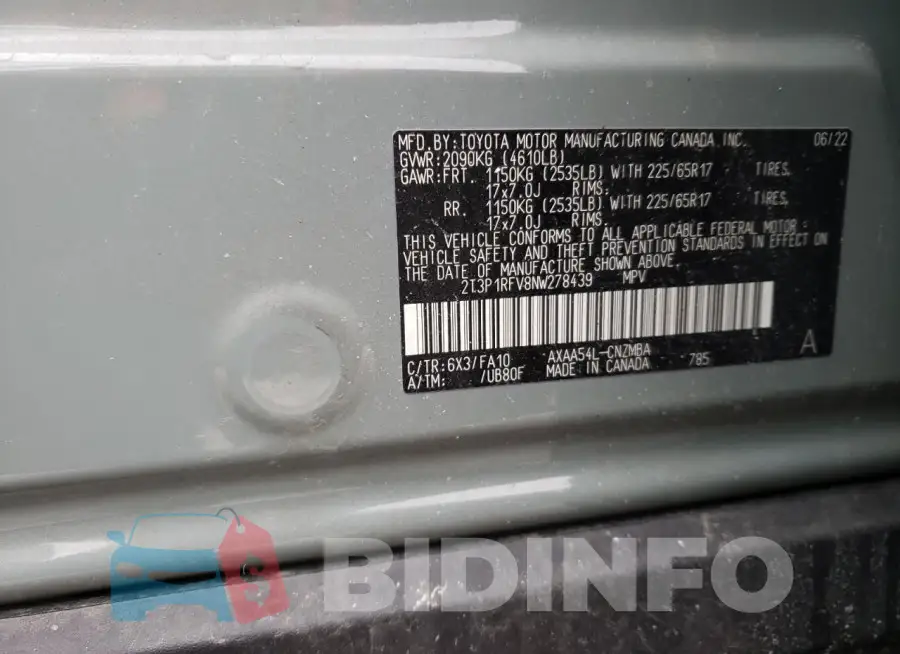 2T3P1RFV8NW278439 Photo# 13