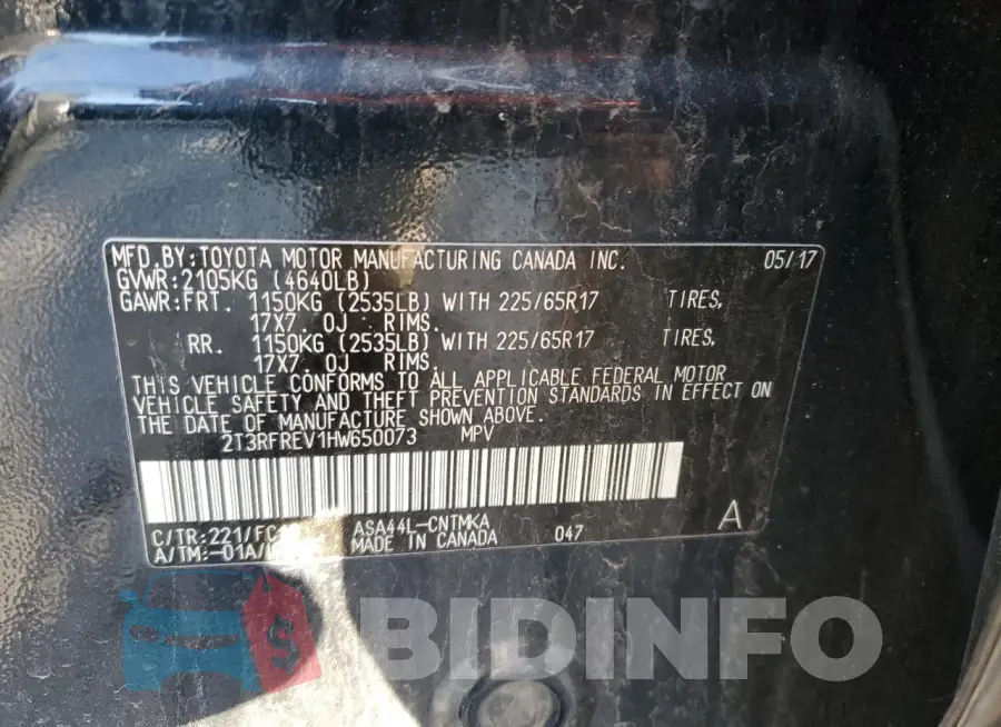 2T3RFREV1HW650073 Photo# 12