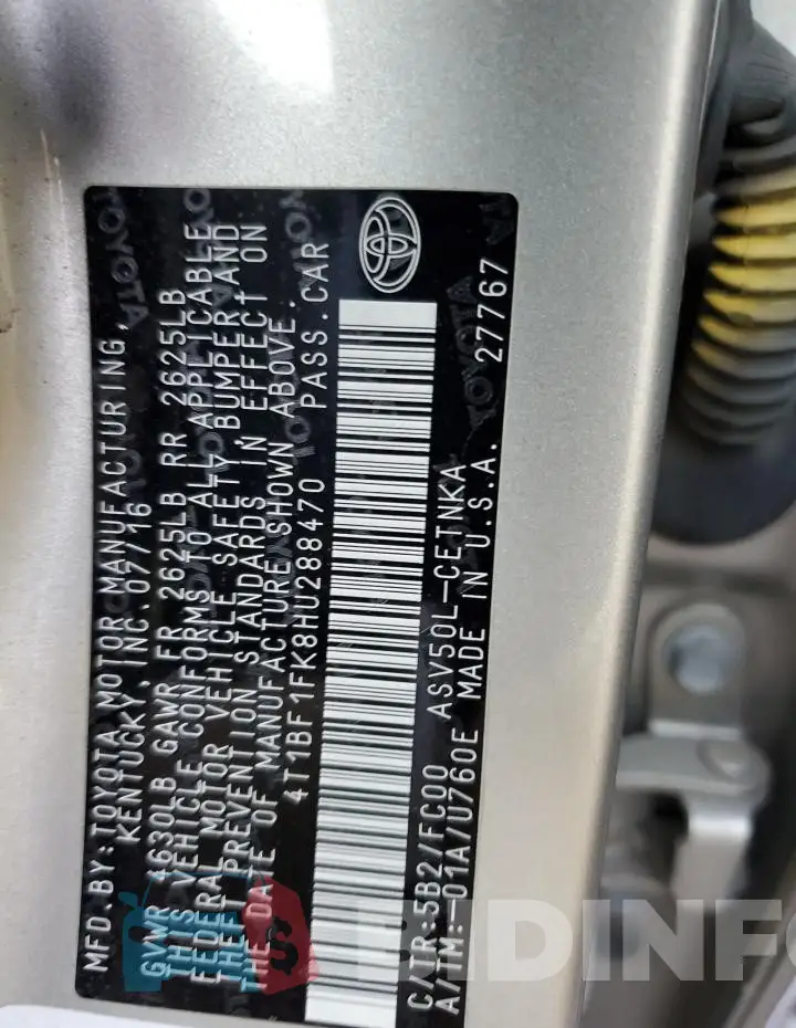 4T1BF1FK8HU288470 Photo# 12