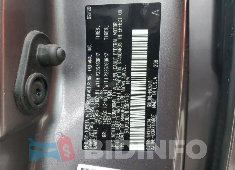 5TDYZ3DC1LS067416 Photo# 14