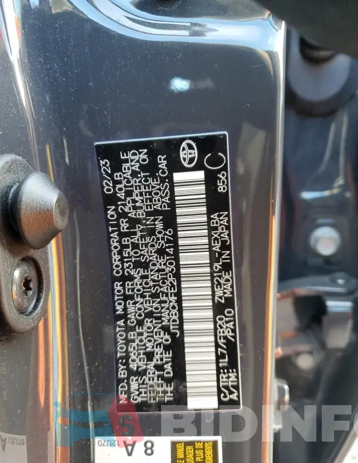 JTDBCMFE2P3014176 Photo# 13