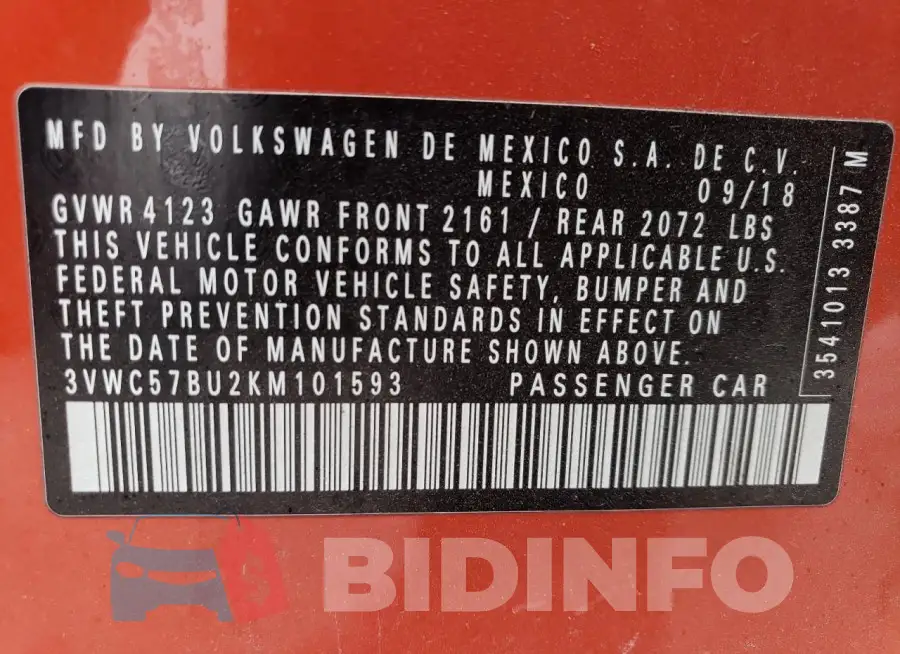 3VWC57BU2KM101593 Photo# 12
