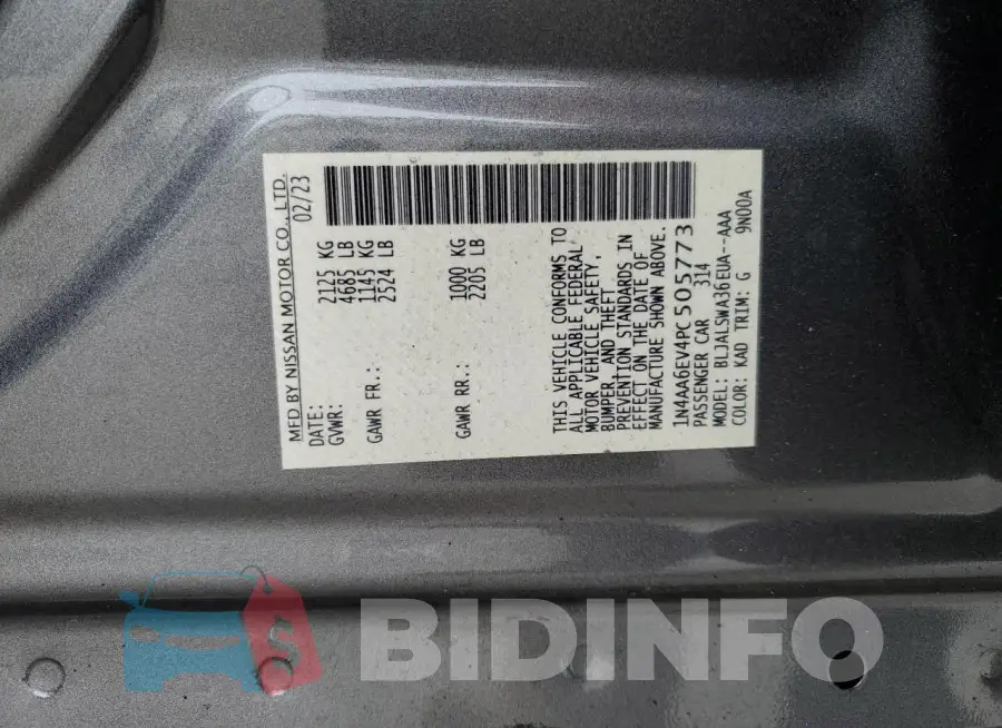 1N4AA6EV4PC505773 Photo# 12