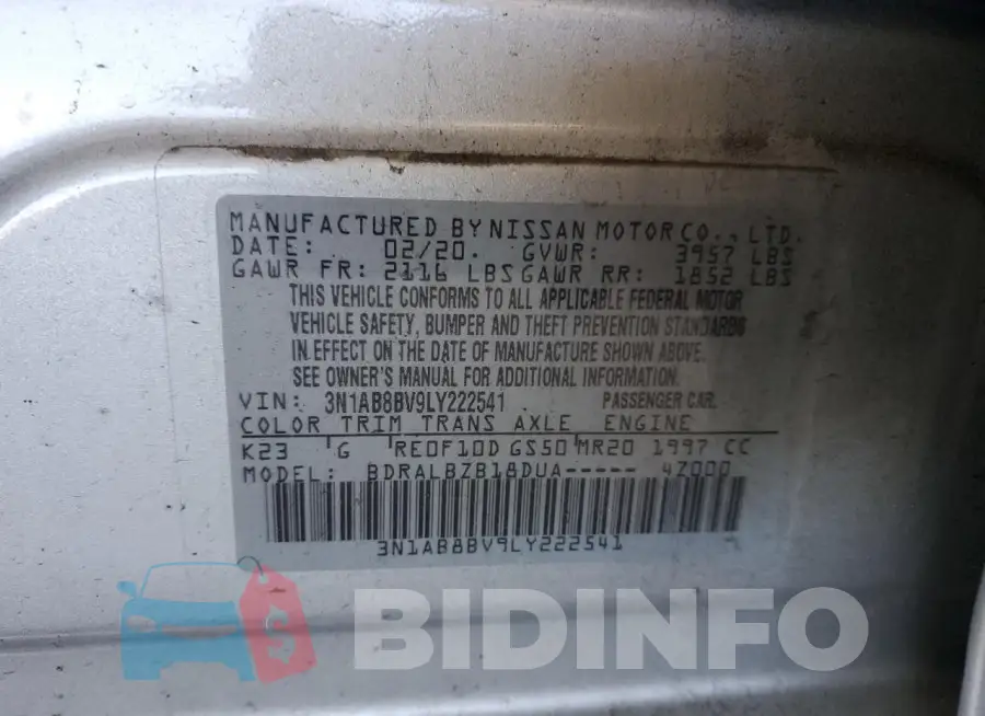3N1AB8BV9LY222541 Photo# 12