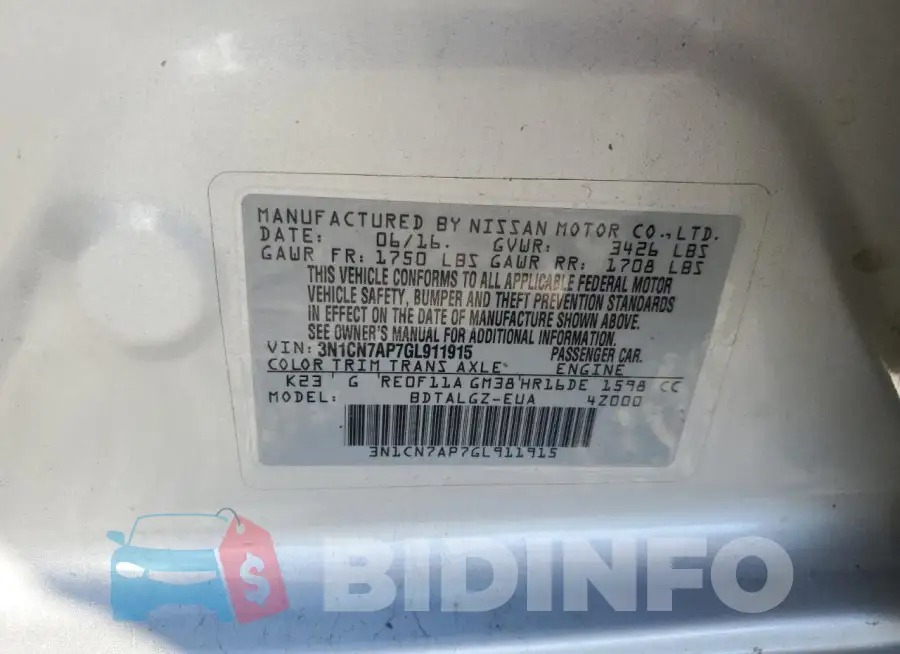 3N1CN7AP7GL911915 Photo# 12