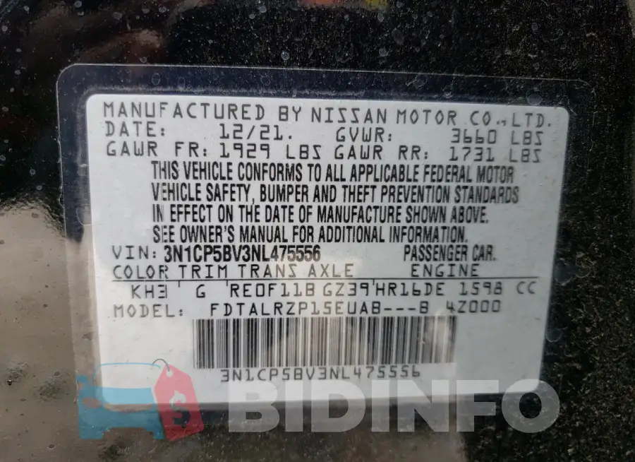 3N1CP5BV3NL475556 Photo# 12