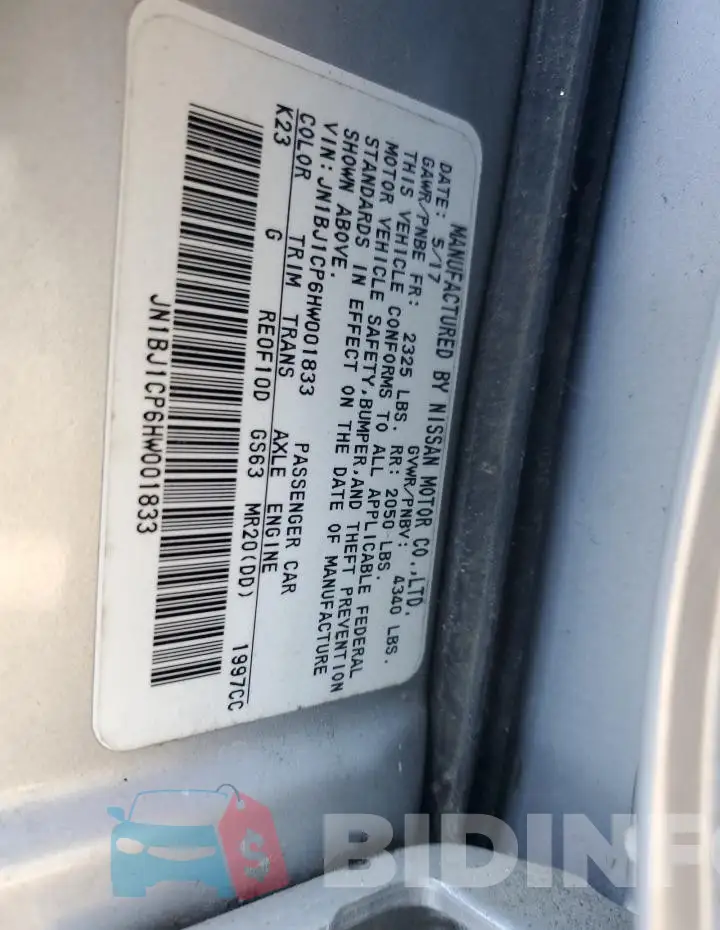 JN1BJ1CP6HW001833 Photo# 13