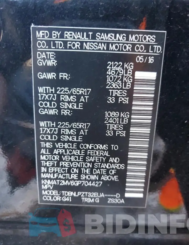 KNMAT2MV6GP704427 Photo# 13
