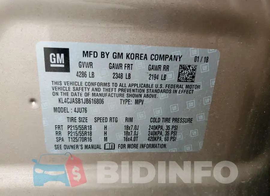 KL4CJASB1JB616806 Photo# 12