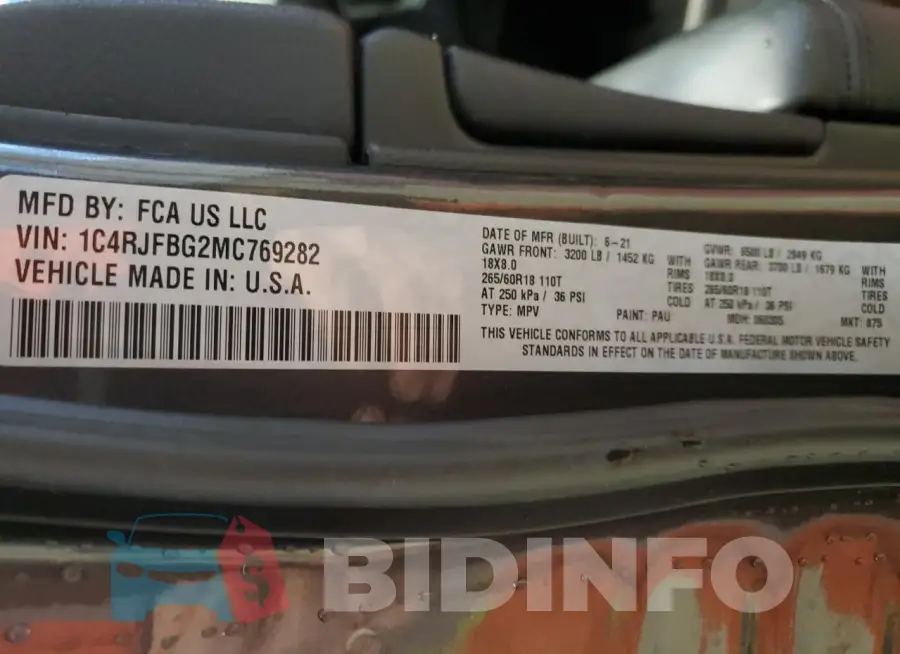 1C4RJFBG2MC769282 Photo# 14