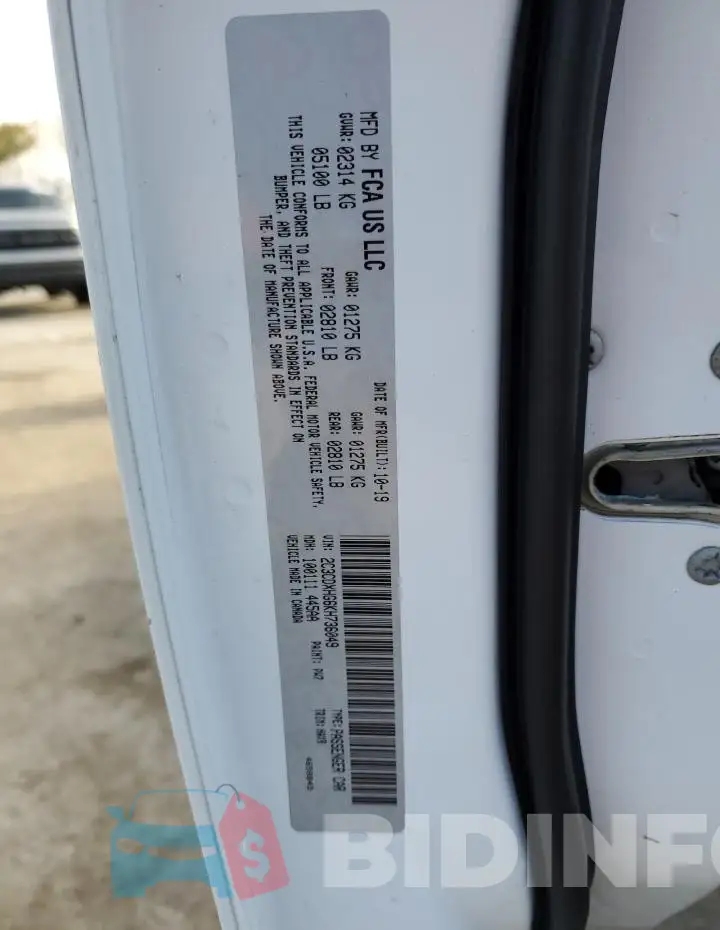 2C3CDXHG6KH736049 Photo# 12