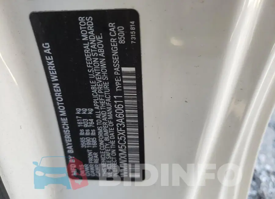 WMWXM5C5XF3A60611 Photo# 12