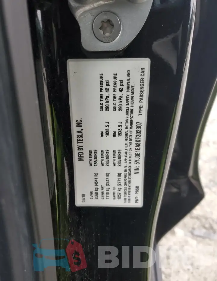 5YJ3E1EA8KF302307 Photo# 12