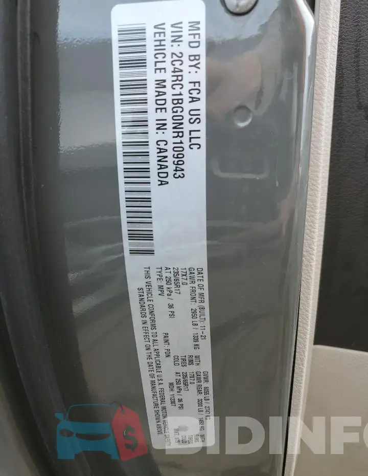 2C4RC1BG0NR109943 Photo# 13