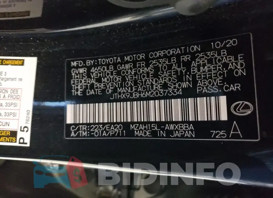 JTHX9JBH6M2037334 Photo# 12