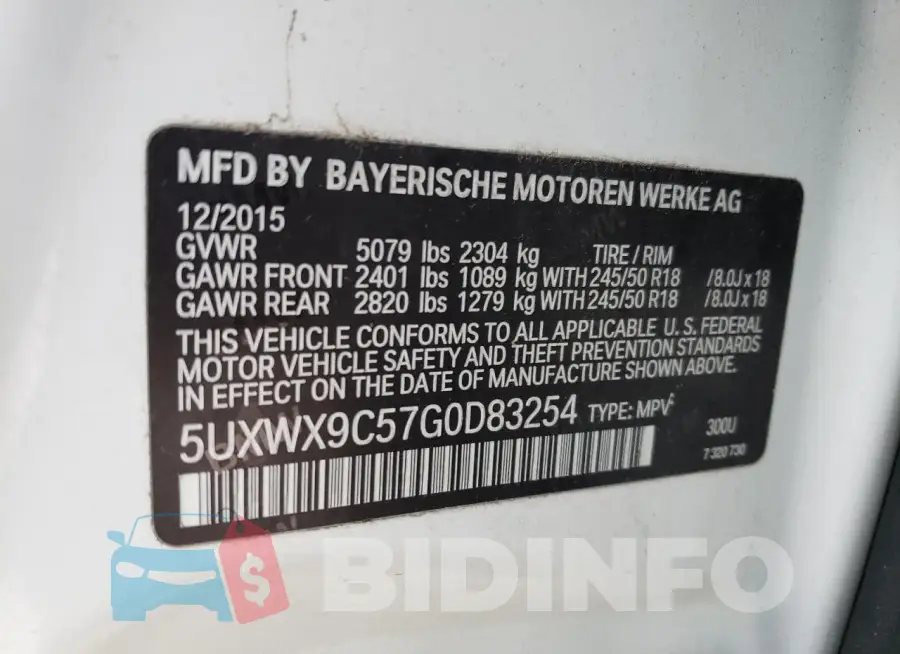 5UXWX9C57G0D83254 Photo# 13