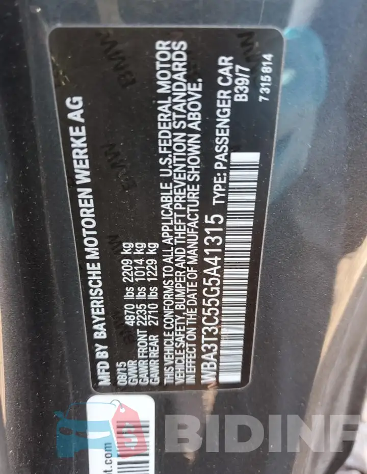 WBA3T3C55G5A41315 Photo# 12