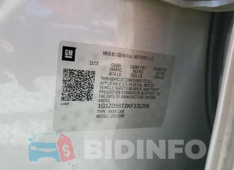 1G1ZD5ST2KF131259 Photo# 12