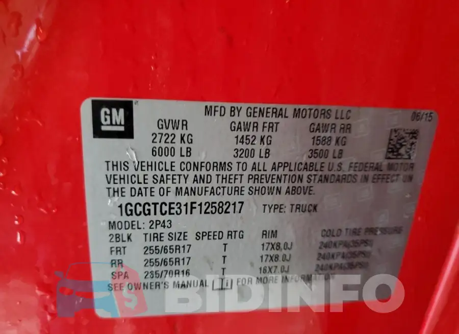 1GCGTCE31F1258217 Photo# 12