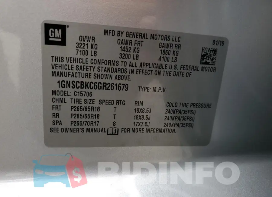 1GNSCBKC6GR261679 Photo# 13
