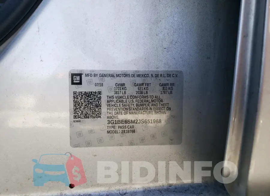3G1BE6SM2JS651968 Photo# 12