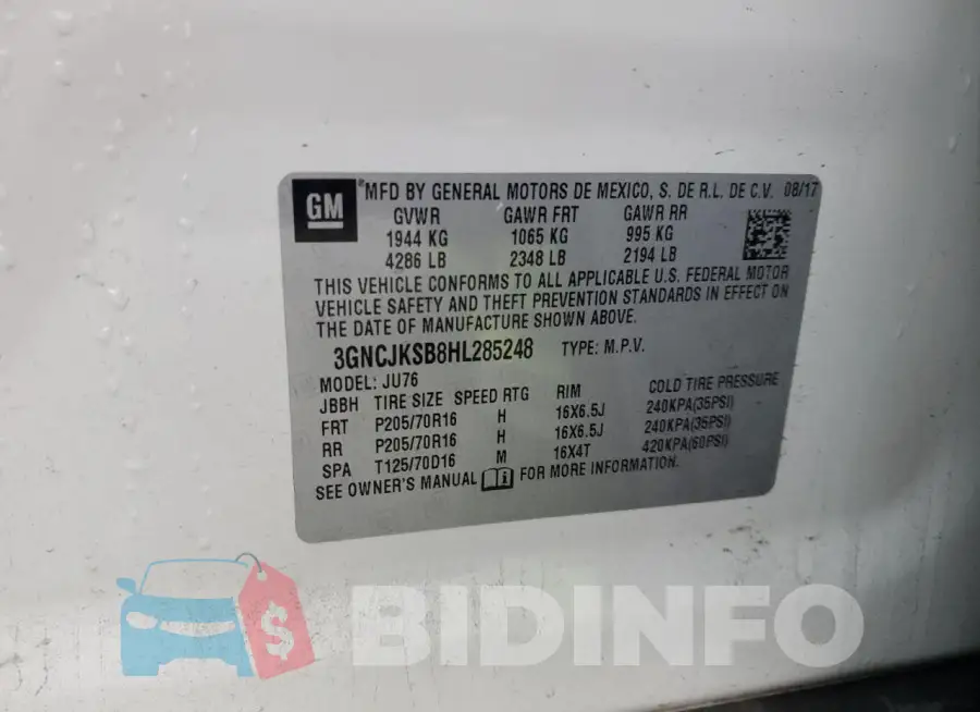 3GNCJKSB8HL285248 Photo# 12