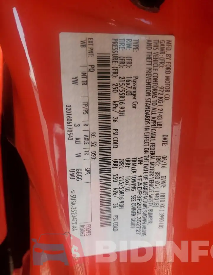 1FADP3F20GL352727 Photo# 12
