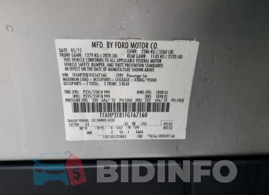 1FAHP2E81FG167160 Photo# 12