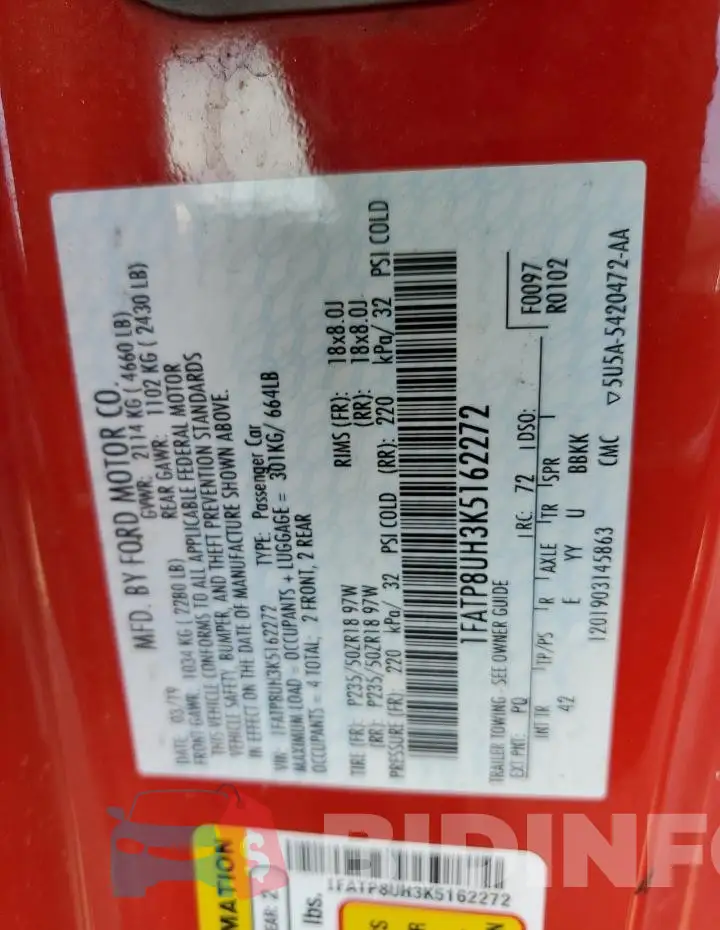 1FATP8UH3K5162272 Photo# 12