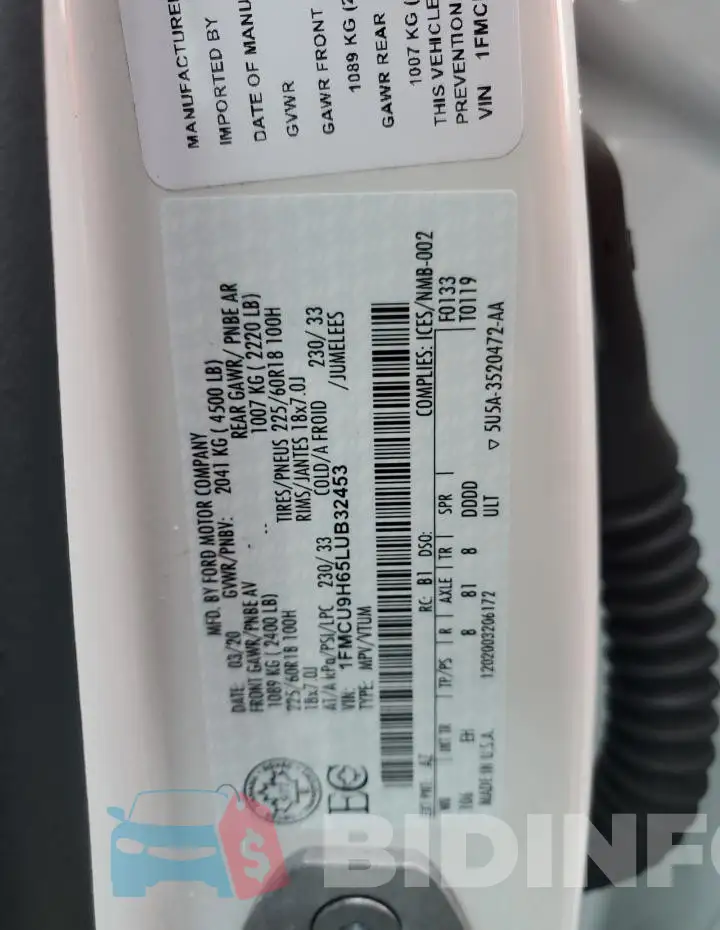 1FMCU9H65LUB32453 Photo# 13
