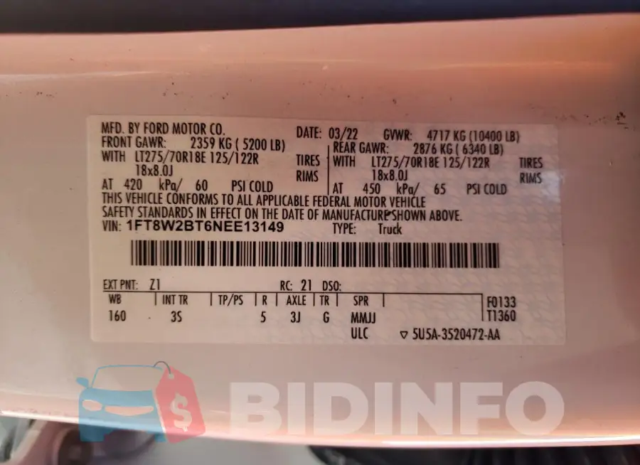 1FT8W2BT6NEE13149 Photo# 12